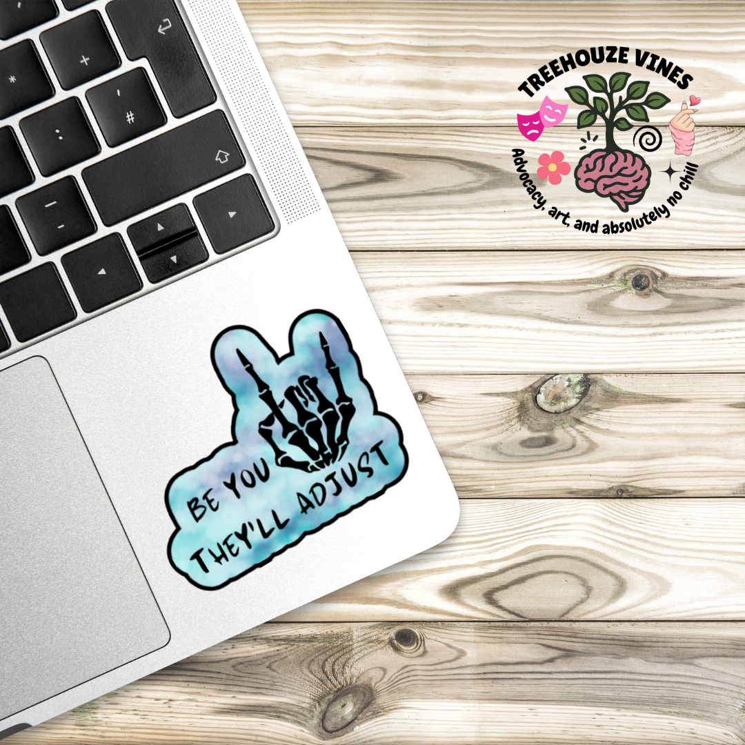 Be You They’ll Adjust Skeleton Horns Sticker