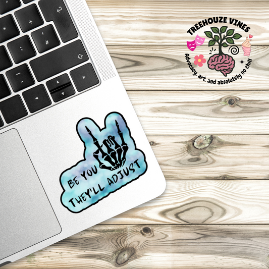 Be You They’ll Adjust Skeleton Horns Sticker