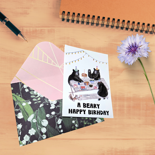 Funny Birthday Card -A Beary Happy Birthday - Pun - Dad Joke