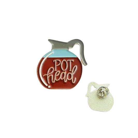 Pot Head Enamel Pin - for Backpacks, Lanyards, Bags, Hats, Lapel - Novelty Button