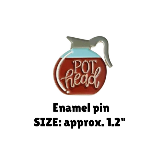 Pot Head Enamel Pin - for Backpacks, Lanyards, Bags, Hats, Lapel - Novelty Button