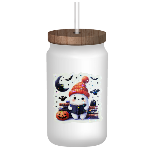 Cute Ghost Holographic Sticker – Cozy Fall Halloween Vibes – 4 Inch