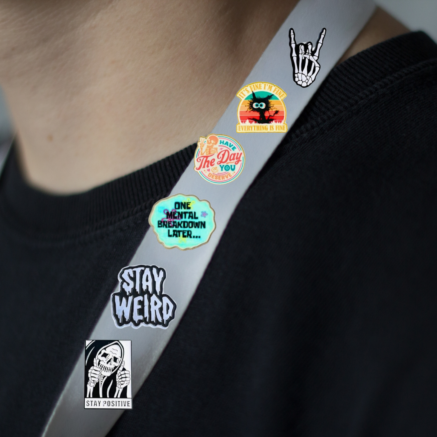 Have the Day You Deserve Skeleton Enamel Pin - for Backpacks, Lanyards, Bags, Hats, Lapel - Novelty Button